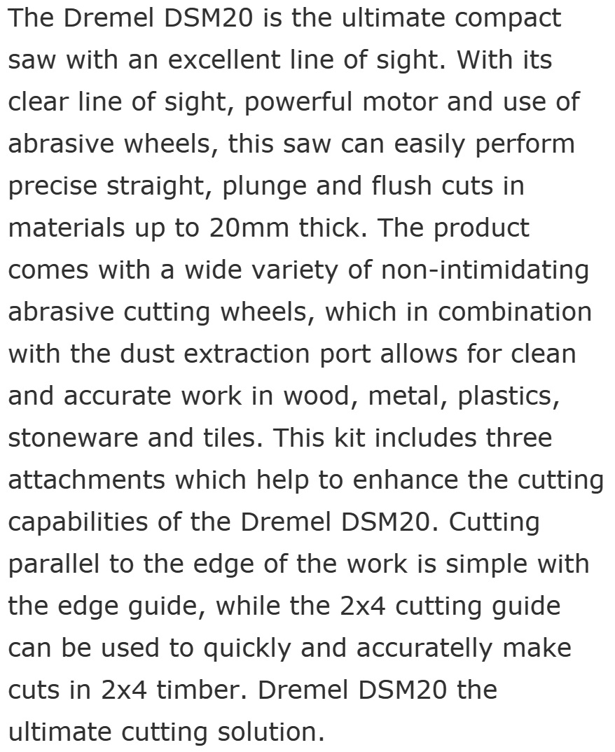 מסורי דיסק קומפקטיים DREMEL DSM20KIT
